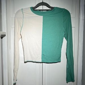 Wild Fable ~Size S~ cropped colorblock top long sleeve white and green Target